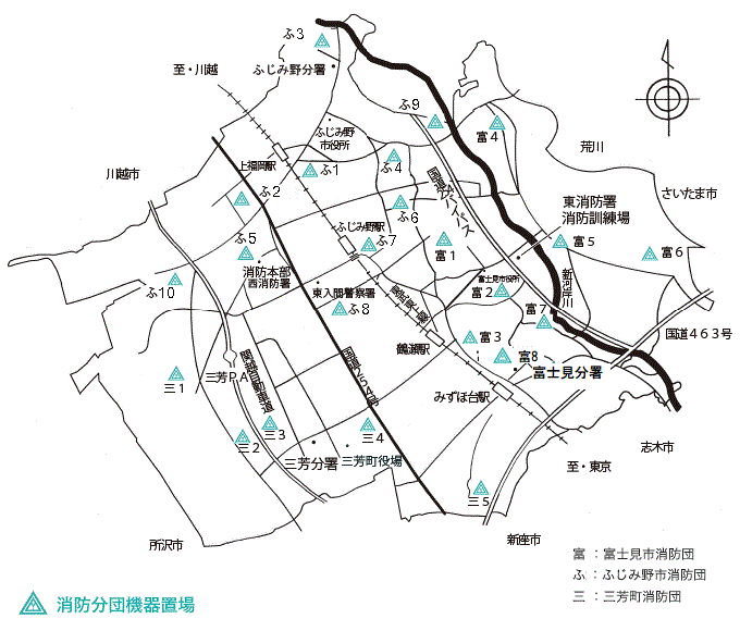 消防分団車庫の配置